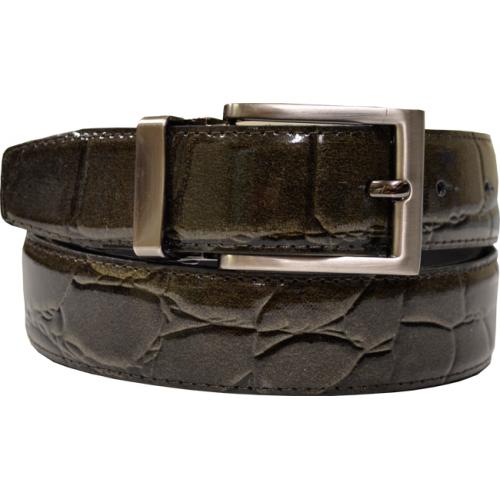 Serpi Olive Green Alligator Print Genuine Leather Belt GB-129